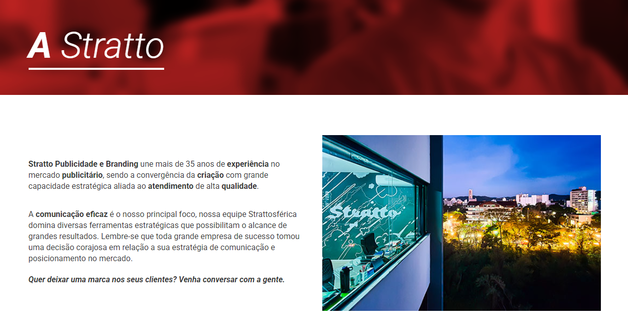 Screenshot do site Stratto